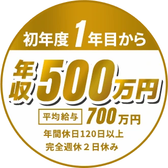 初年度1年目から年収500万円